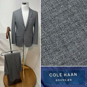 Cole Haan Men's 40R Blazer Jacket 33x30 Pant Gray Wool Stretch Unstructured Suit